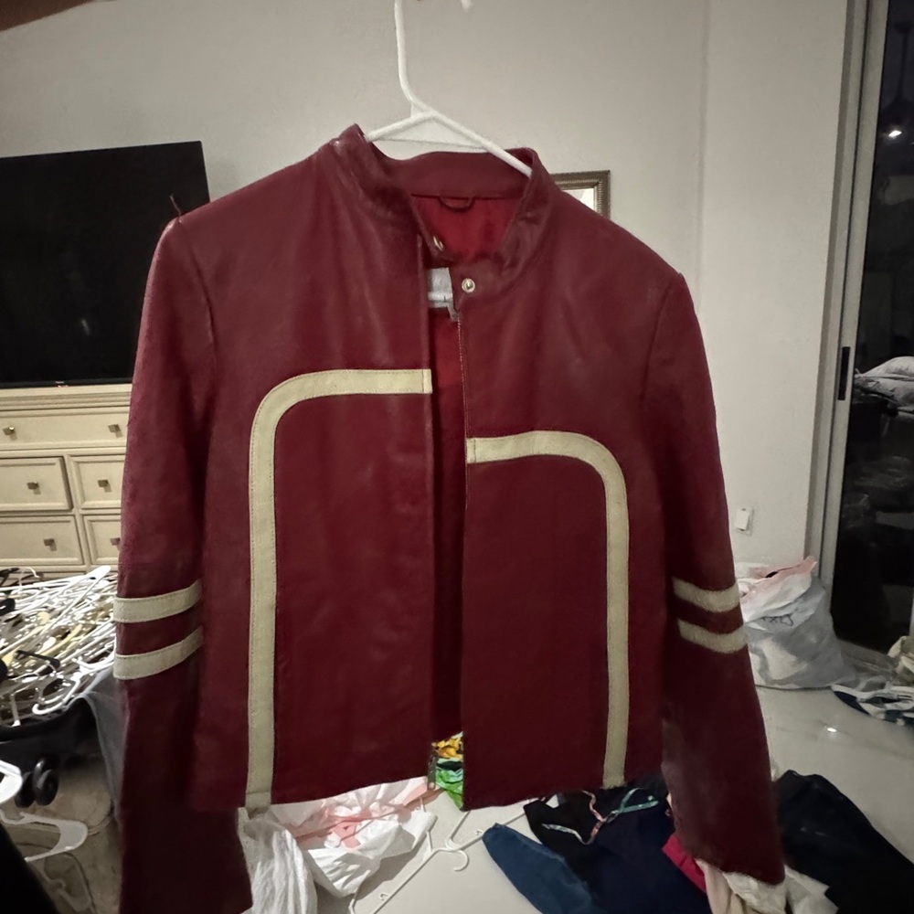 Wilsons Leather Red and Cream Jacket